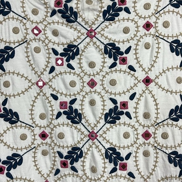 J.JIll Sleeveless Dress Midi Embroidery  Womens Size Large White Tassels - Picture 4 of 8